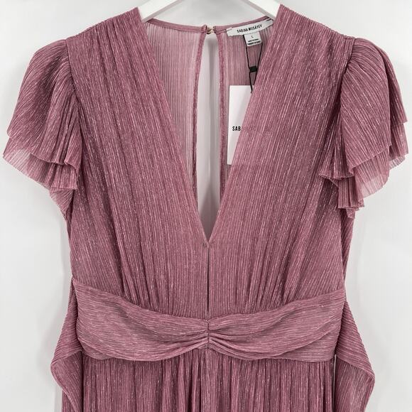 Sabina Musayev Donni Metallic Jumpsuit Antique Rose Pink Wide Leg Size Large NWT - Picture 4 of 9